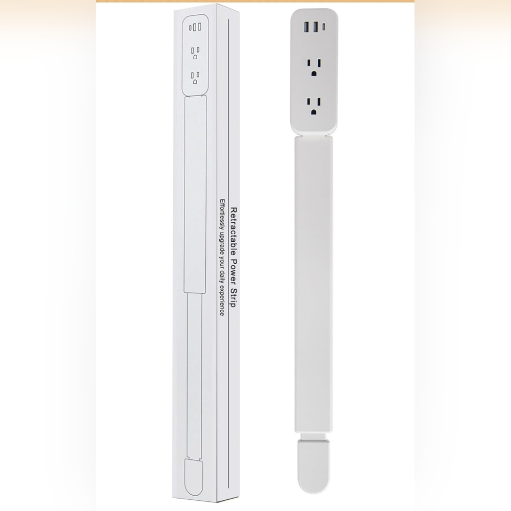 White Retractable Power Strip